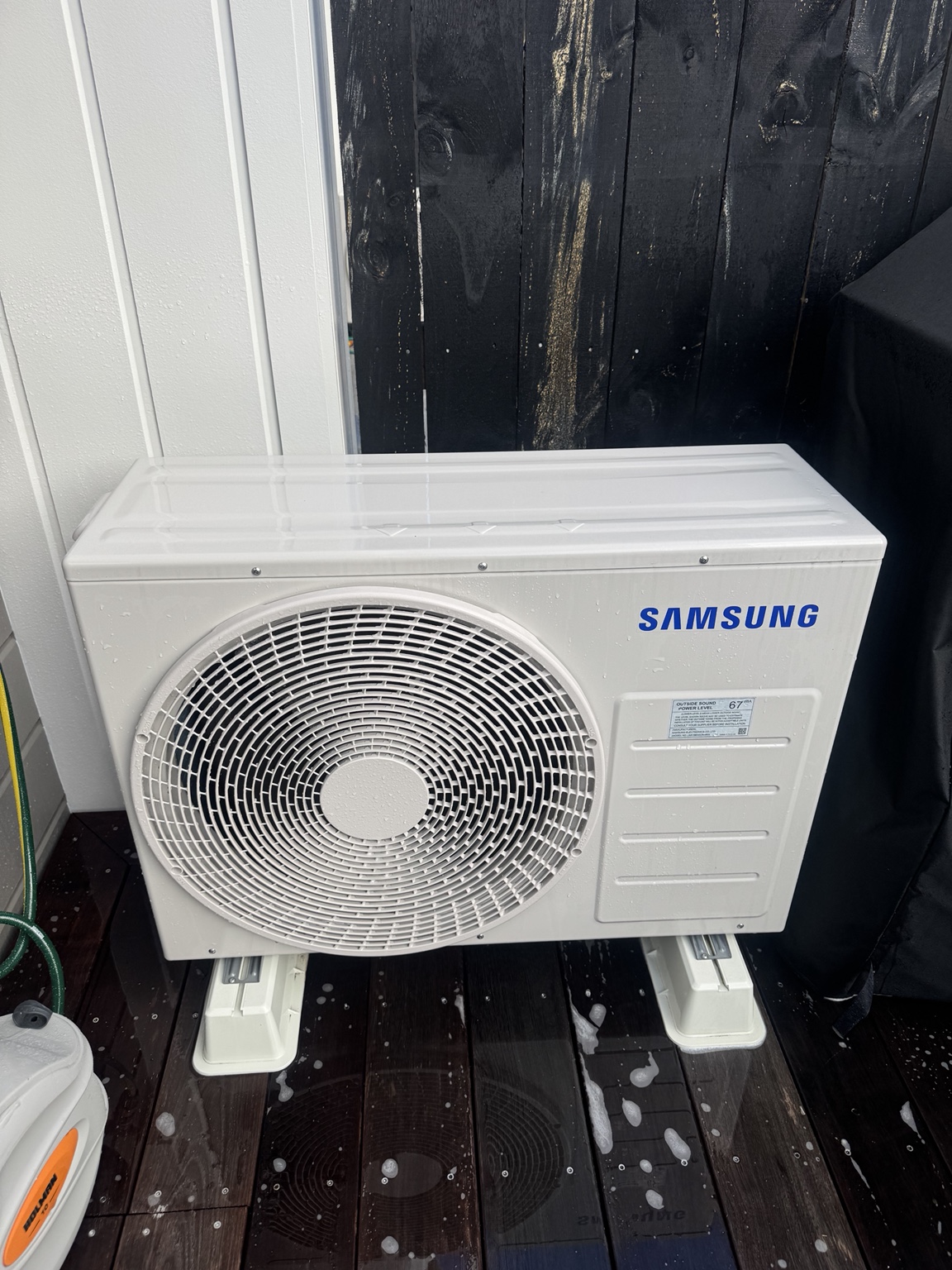 Clean Samsung outdoor heat pump unit